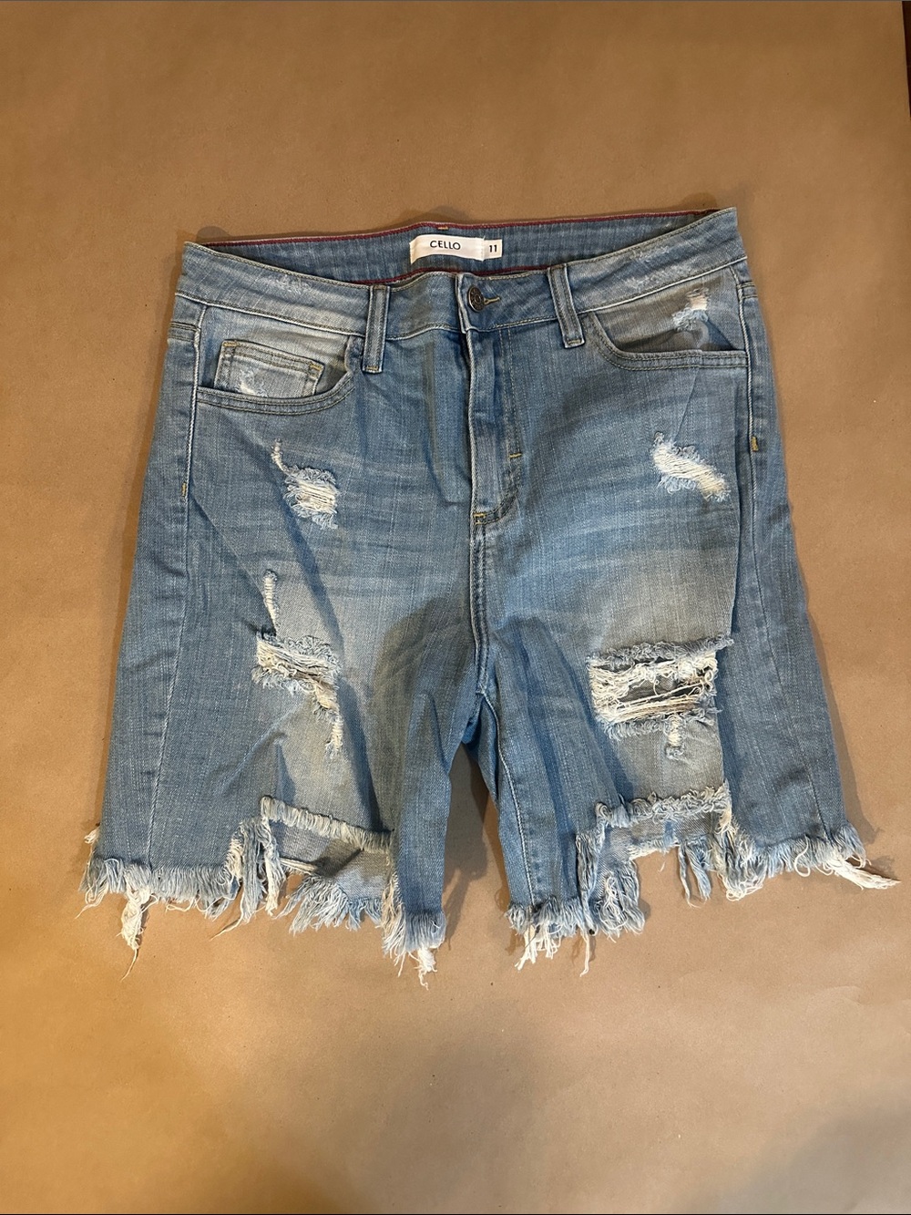 Cello Light Blue Distressed Jean Shorts